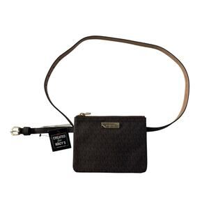 NWT Michael Kors Large Belt Bag Fanny Pack MK Signature Logo Brown #7011